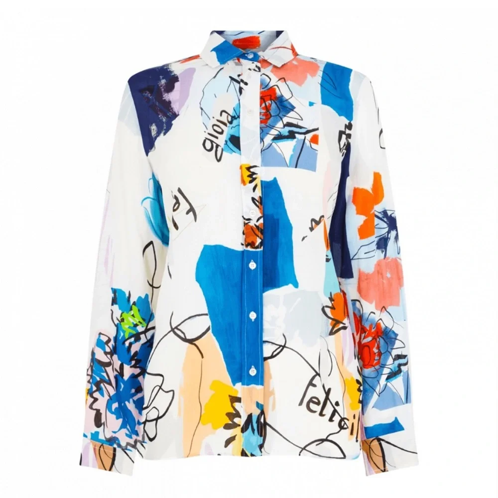 MARELLA Max Mara Paul Grafitti Pattern Short-Sleeve Shirt - Picture 1 of 4